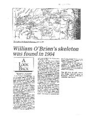 Amherst Bulletin Wednesday, May 3, 1989: A Look Back: William O'Brien's skeleton was found in 1904